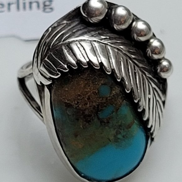 Antique Southwest Ring Blue Gem Nevada Turquoise GENUINE NAVAJO ZUNI  ART - Picture 3 of 12